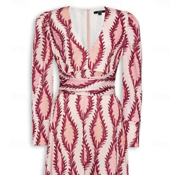 Ador Satin V Neck Maxi Dress Long Sleeve Salmon Plus Size 2XL New With Tag - Picture 7 of 8